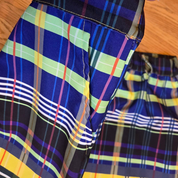 Dalin. Plaid Wide Leg Pants 3X Blue Orange - Picture 5 of 7